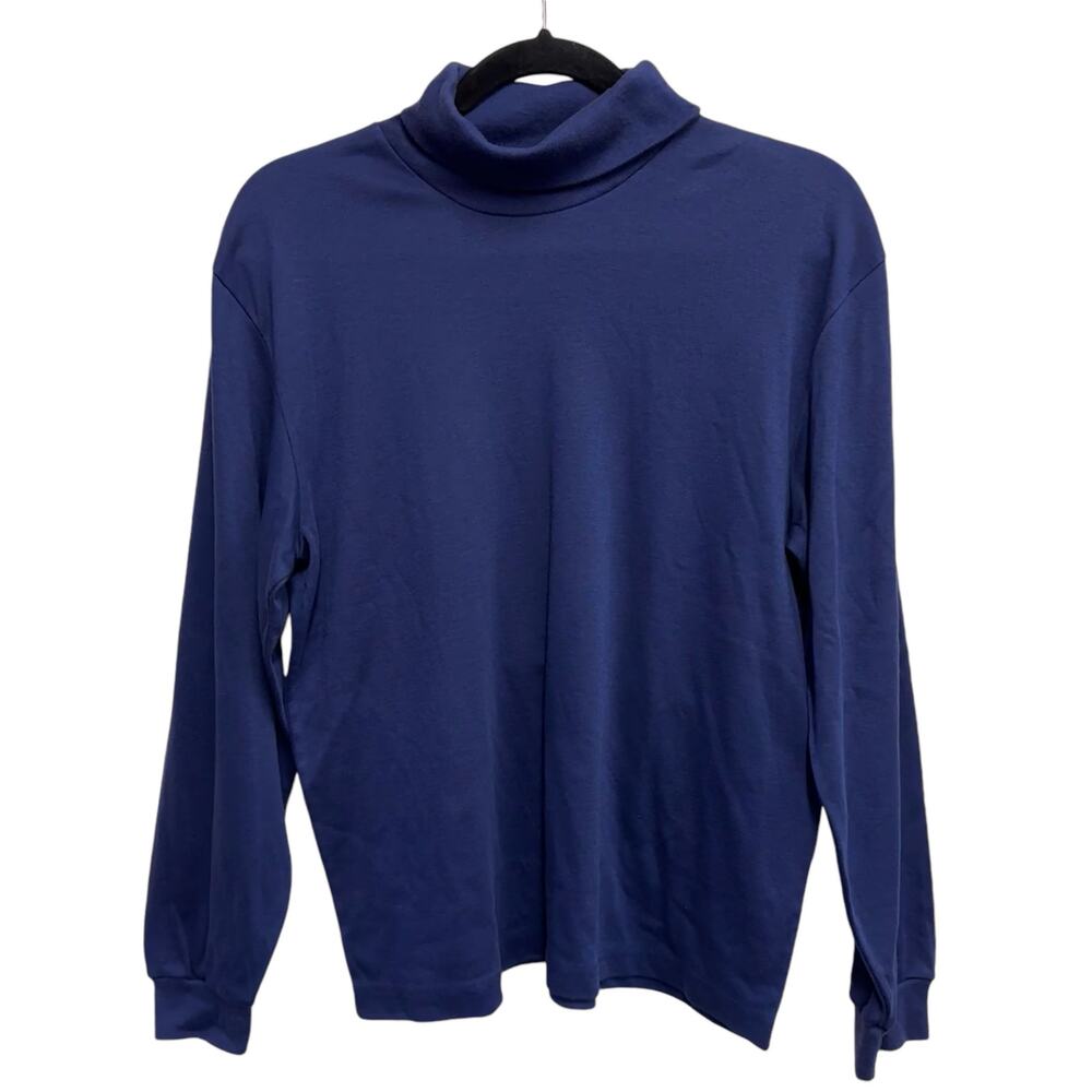 Vintage Ellemenno USA‎ Ribbed Navy Turtleneck Long Sleeve Top L